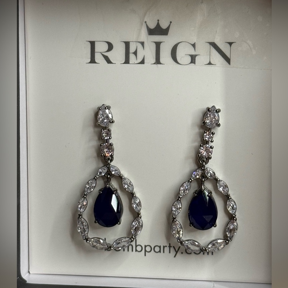 Reign Silver and Blue Drop Earrings